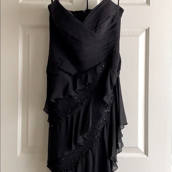 Strapless Dress Evening Gown Black Maxi Dress / Ruffle - Picture 5 of 14